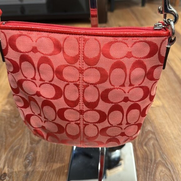 Coach Cherry Red Signature Swing Pleated F42835 Crossbody/Shoulder/Waist Bag NWT - Picture 10 of 16